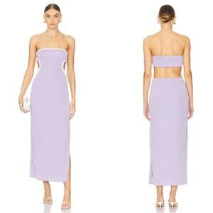 BAOBAB Mambo Strapless Cutout Beaded Metallic Roseira Purple Maxi Dress Size L